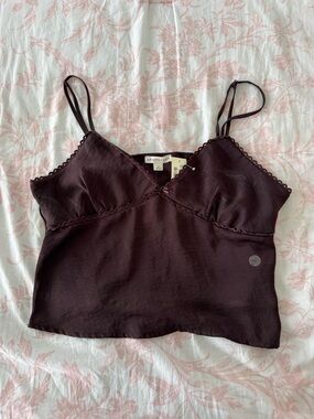Aéropostale Satin-Look Cami Tank in Deep Plum